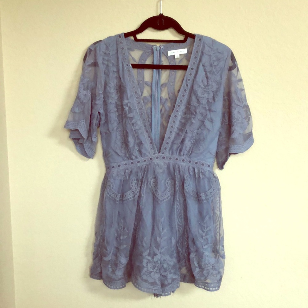 Blue laced romper